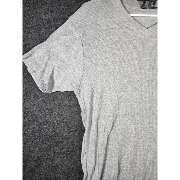 Kustom Shirt Mens XL Gray Regular Fit Short Sleeve Stretch V Neck Y2K NWT - Picture 4 of 12